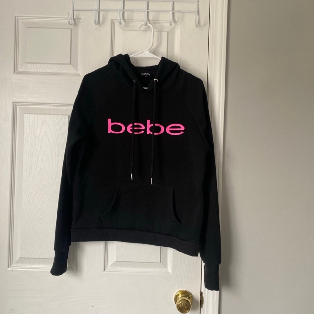 Bebe Black Hoodie with Neon Pink Logo